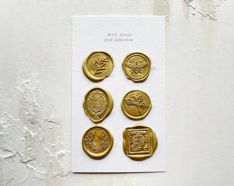 Gold wax seal stickers - pack of 6