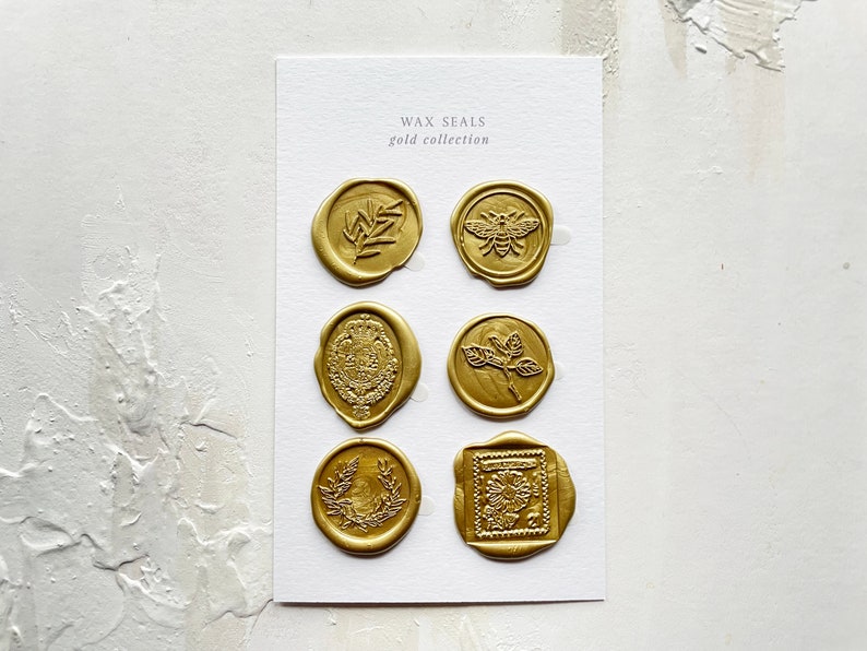 Gold wax seal stickers pack of 6 image 1