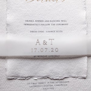 Foil belly band / vellum invitation wrap / real foil belly band