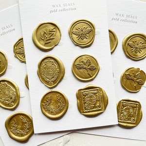 Gold wax seal stickers pack of 6 image 3
