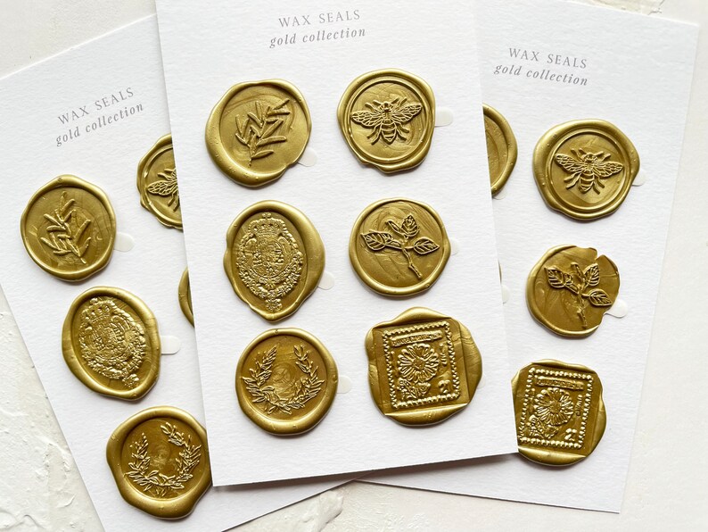 Gold wax seal stickers pack of 6 image 3