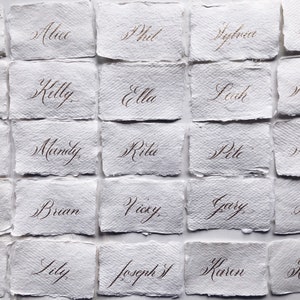 Classic calligraphy name cards / place cards on handmade paper / black, gold, rose gold, silver image 2