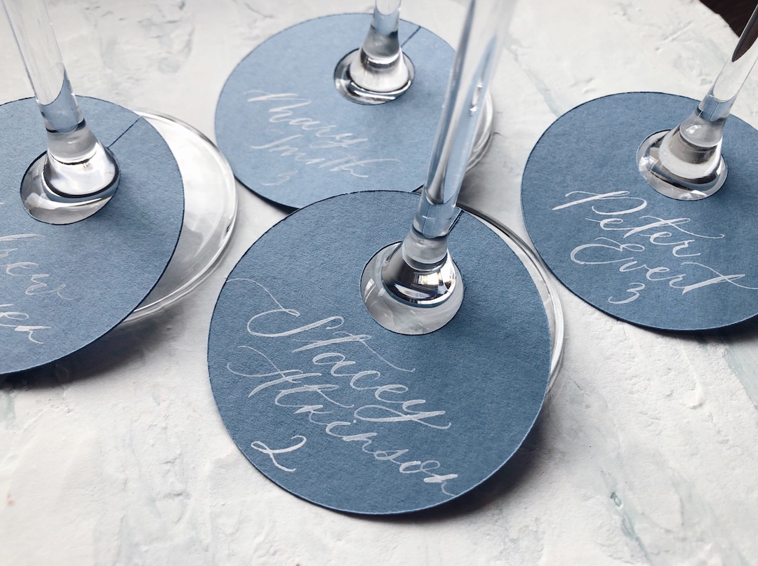 Champagne Flute Escort Cards With Handwritten Calligraphy Etsy