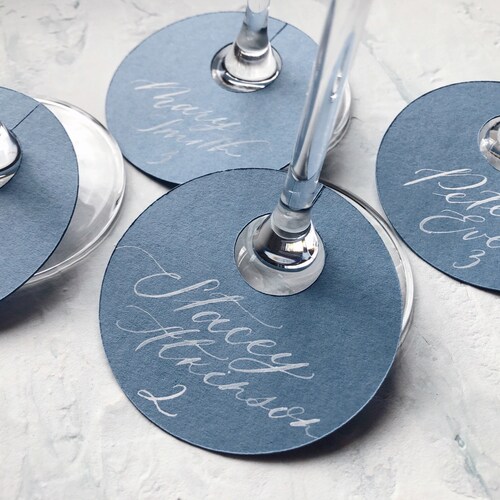 Champagne Flute Escort Cards With Handwritten Calligraphy Etsy