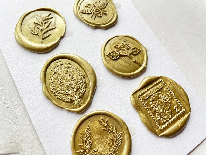 Gold wax seal stickers pack of 6 image 2
