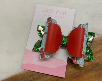 Christmas Snow Angels Hair Bow, Christmas Hair Bow, Double Layered Hair Bow, Kids Hair Bows, Christmas, Kids Hair Clips, Hair Accessories