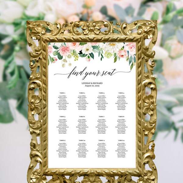 Seating Chart Template Rehearsal Dinner - Etsy