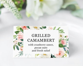 Food card labels, Floral food labels, Instant download Editable template PDF, Party food labels, Wedding buffet labels, Food signs printable