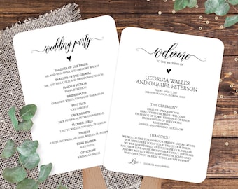 wedding program template wedding program fans template etsy