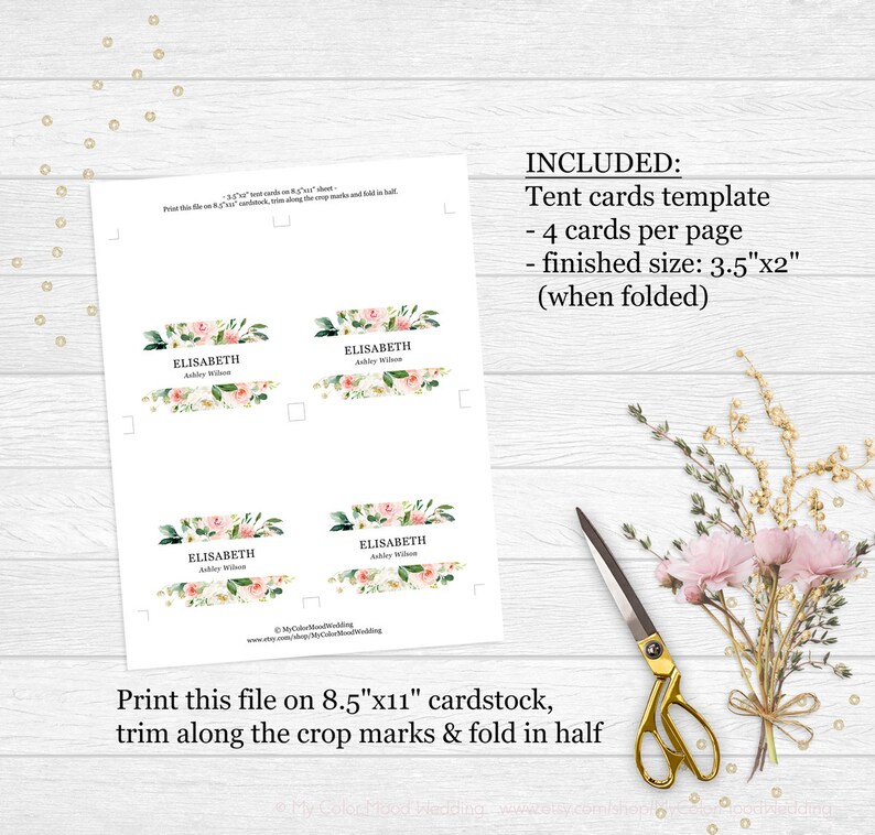 Wedding place cards template editable PDF Name place cards ...