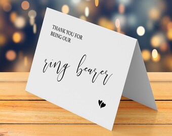 Thank you card wedding printable, Ring security, Ring bearer thank you card, Wedding thank you note blank rustic chic cute, Instant download