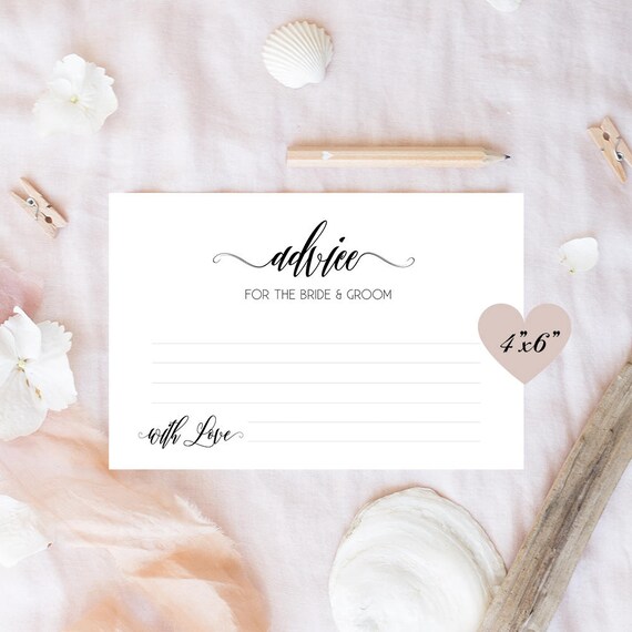 Advice For The Bride And Groom Cards Printable Wedding Advice Etsy