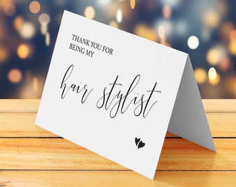 Wedding thank you note, Thank you for being my hair stylist card printable, Thank you card wedding, Hairdresser thank you wedding post card