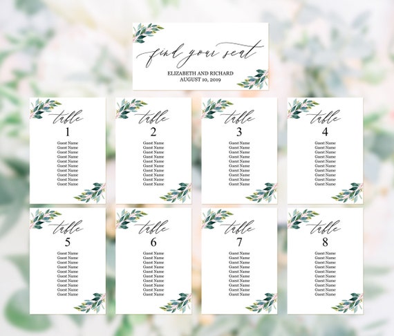 Wedding Seating Chart Template Printable