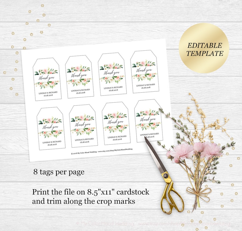 thank you tags editable template printable gift tags pdf