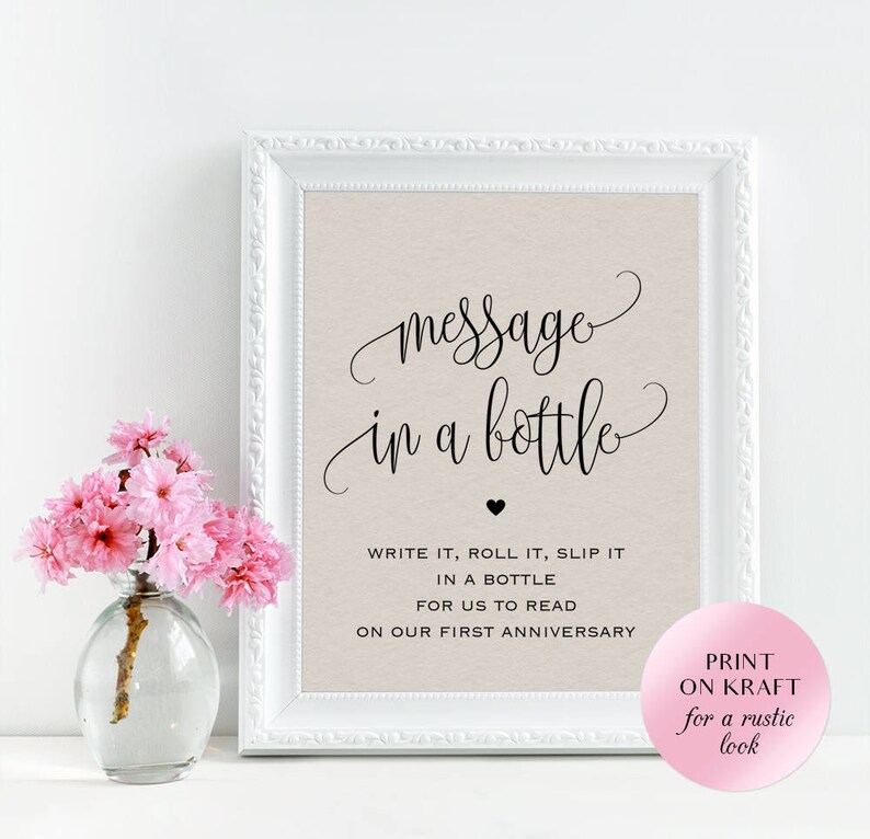 Message in a Bottle Sign Printable Wedding Message in a - Etsy