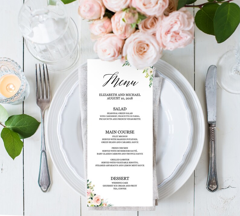 Free Wedding Menu Template For Word