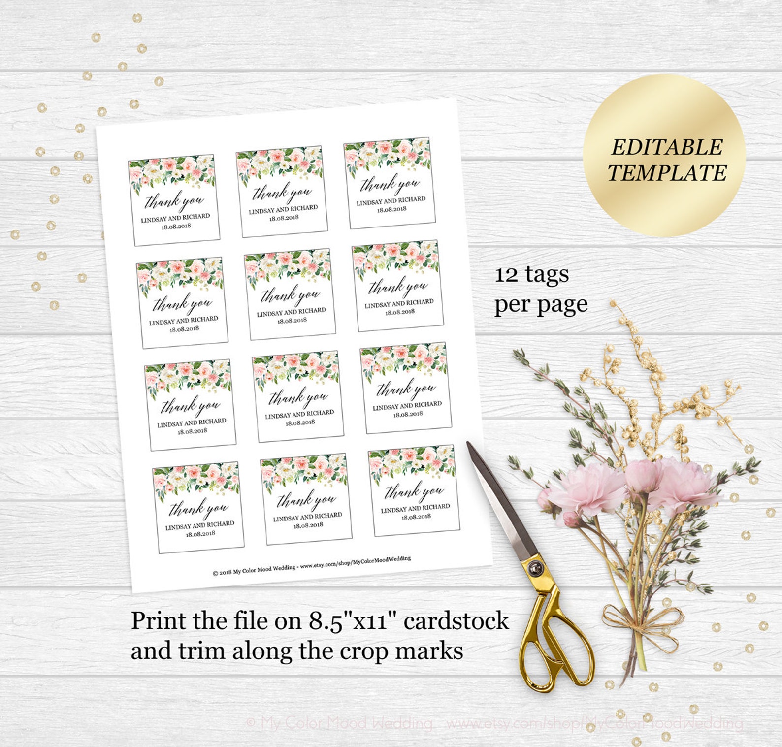 Personalized Gift Tags Template Editable PDF Favor Tags for | Etsy