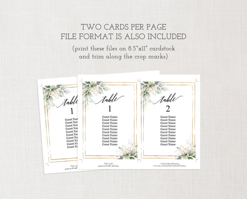 Bridal Shower Seating Chart Cards Template Printable Editable Etsy