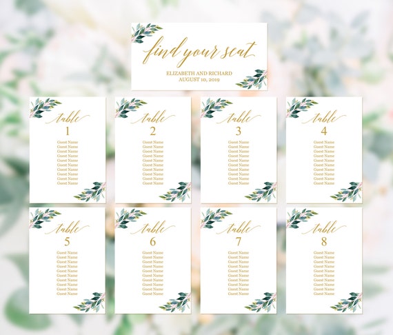 Printable Seating Chart For Wedding Reception