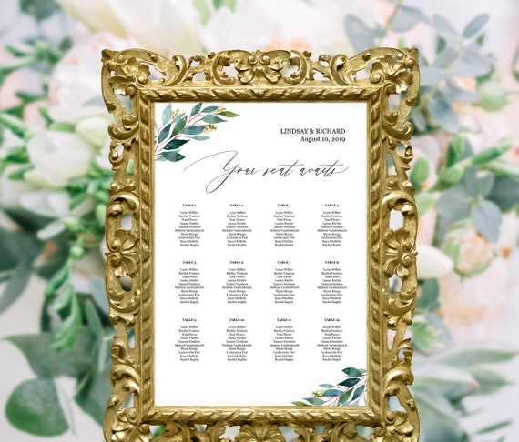 Etsy Wedding Seating Chart Template