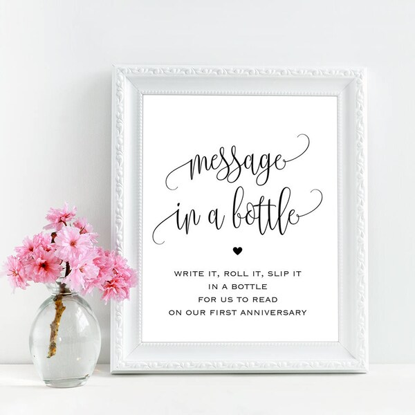 Message in a bottle sign, Printable wedding message in a bottle guest book sign, Message in a bottle wedding guest book sign, Beach wedding