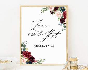 Wedding fans sign, Printable wedding program fans sign, Take a fan, Summer garden beach fans wedding sign, Wedding fan favors sign download