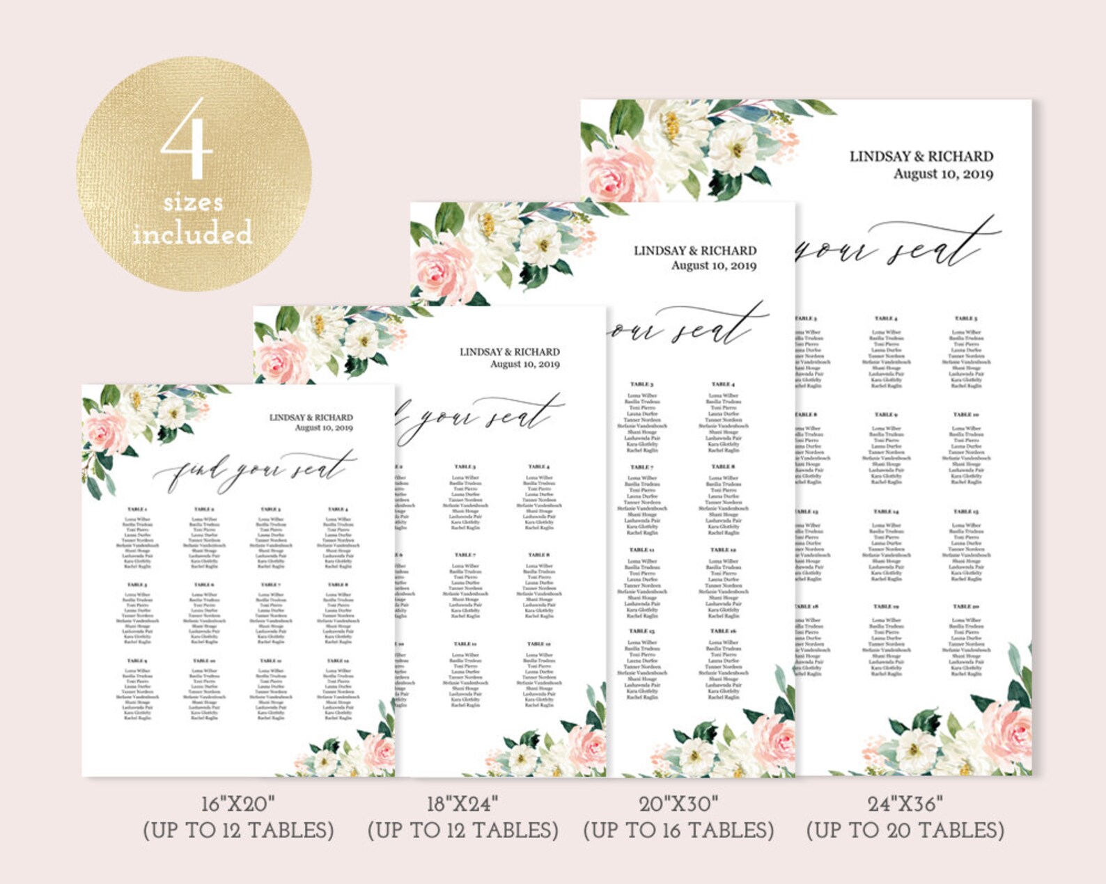 Wedding Seating Arrangement Template Downloadable Seating - Etsy