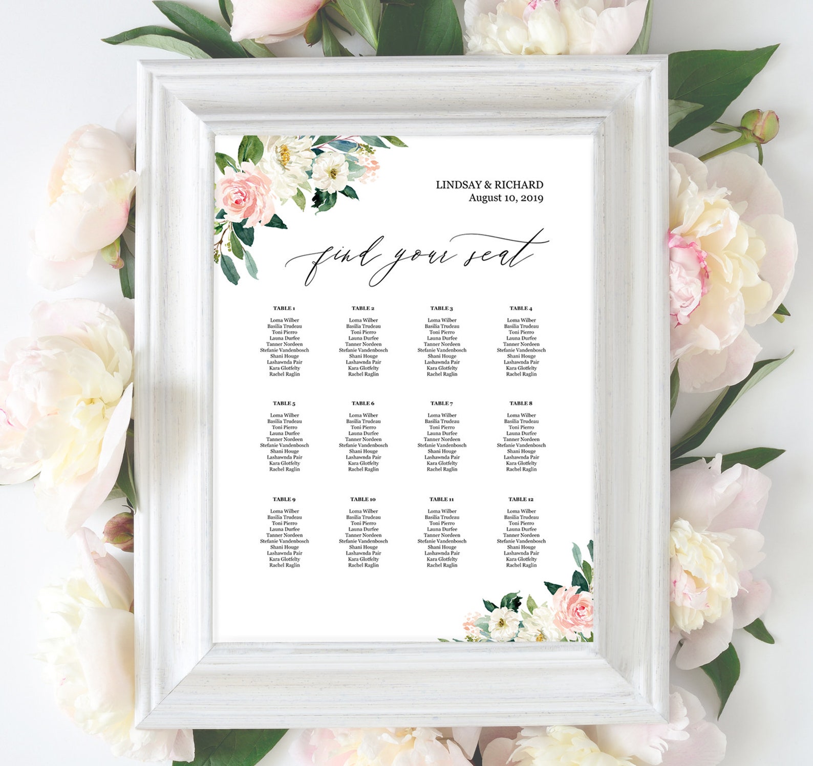 Wedding Seating Arrangement Template Downloadable Seating - Etsy