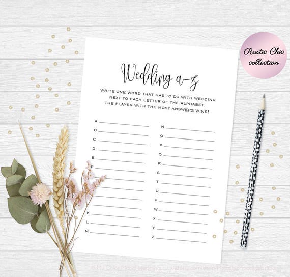 Wedding Shower Game Printable Wedding Reception Game Fun Etsy