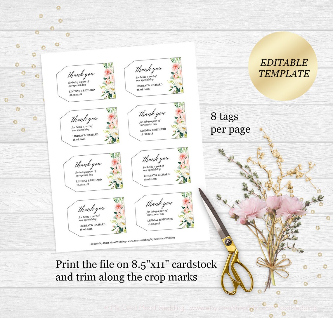 Gift Tags Template Editable PDF Printable Gift Tags Wedding - Etsy
