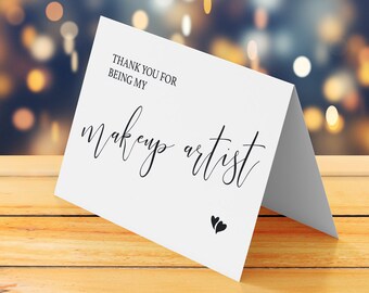 Thank you note for wedding, Thank you for being my makeup artist card printable, Thank you card wedding reception, Thank you wedding card
