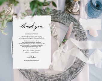 Elegant thank you note for wedding, Personalized thank you card template editable PDF, Rustic thank you note card Printable thank you letter