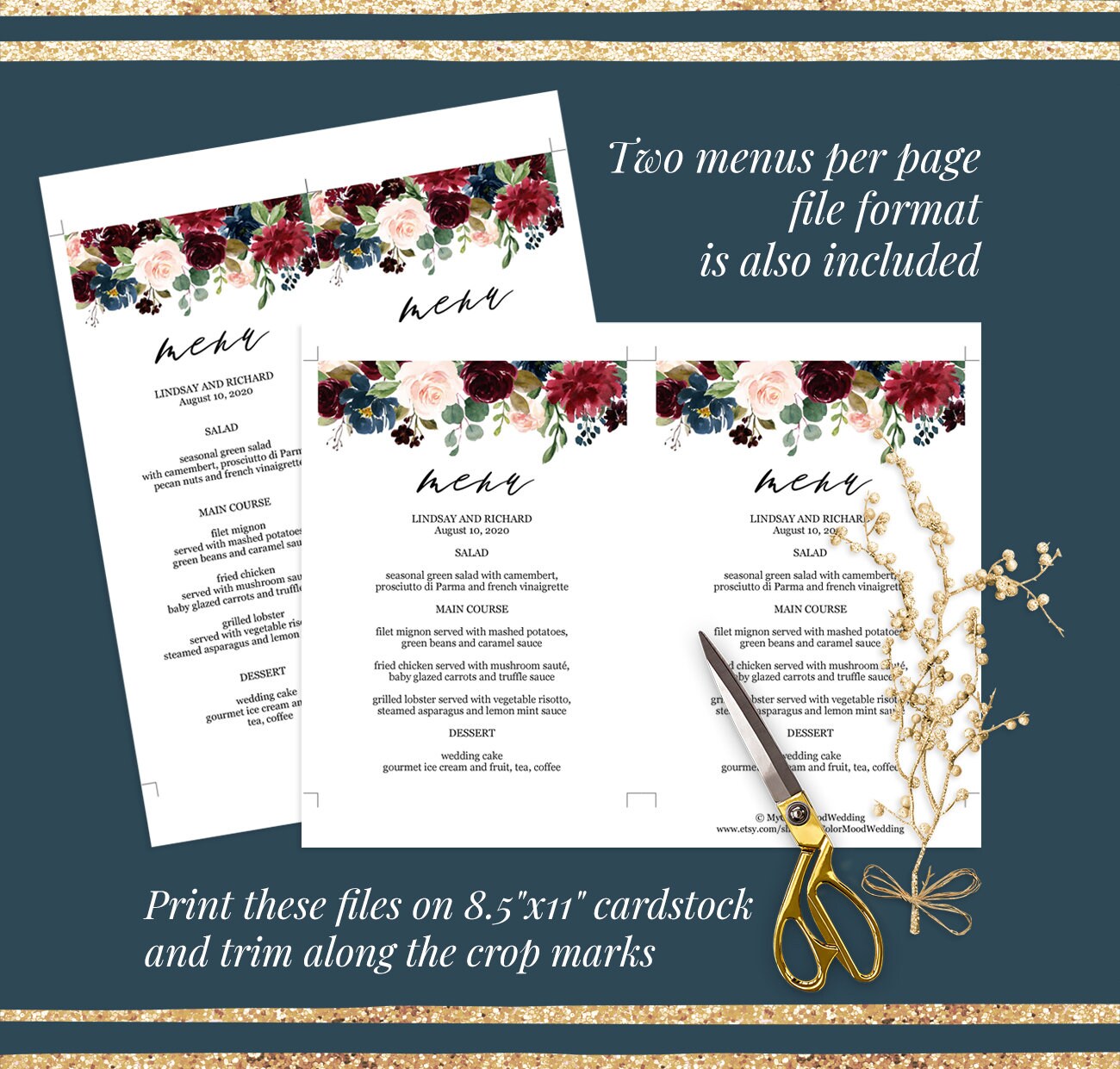 Bridal shower brunch menu template Instant download Menu Etsy