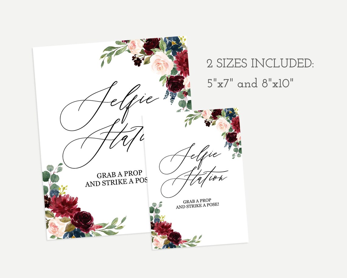 Selfie Station Sign Printable Marsala Burgundy Blush Navy - Etsy