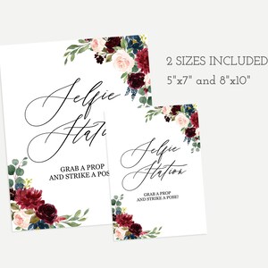 Selfie Station Sign Printable Marsala Burgundy Blush Navy - Etsy