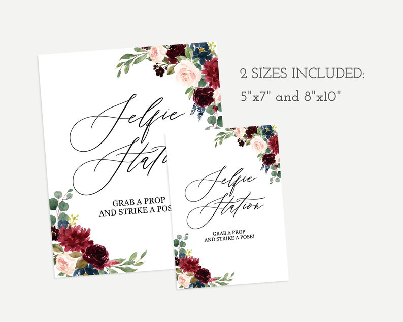 Selfie Station Sign Printable Marsala Burgundy Blush Navy - Etsy