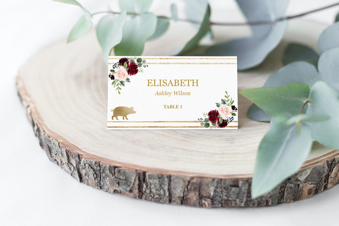 Wedding Place Cards With Meal Choice Template Editable Etsy