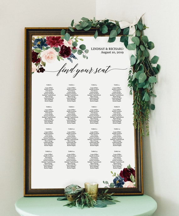 Wedding Reception Table Seating Chart