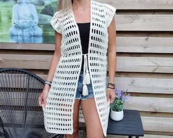 US & NL Crochet Pattern Boho Vibes Kimono / Crocheted Cardigan / Ibiza Bohemian Style