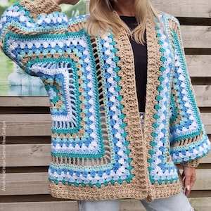 US & NL Crochet Pattern Indian Summer Hexa Cardigan by Annah Haakt | Ibizastyle | Retro | Hippie | Jacket | Vest | Cardi