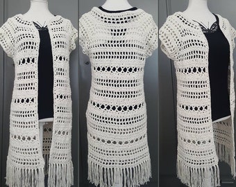 US & NL Crochet Pattern Ibiza Vibes Vest / Crocheted Cardigan / Ibiza Boho Bohemian Style