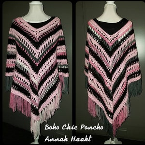 US & NL Crochet Pattern Boho Chic Poncho by Annah Haakt image 8