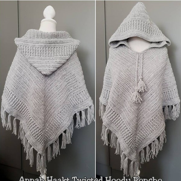 US & NL Crochet Pattern Twisted Hoody Poncho by Annah Haakt
