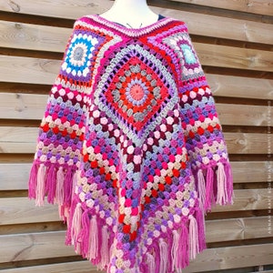 US & NL Crochet Pattern  Bohemian Grannystripes Poncho by Annah Haakt / Hippie / Boho / Bohemian / Ibiza