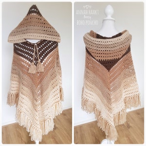 US & NL Crochet Pattern Breezy Boho Poncho by Annah Haakt / Ibizastyle / Boho / Bohemian / Hooded / Hoody