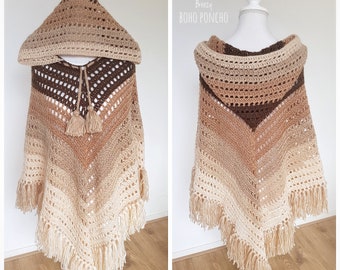 US & NL Crochet Pattern Breezy Boho Poncho by Annah Haakt / Ibizastyle / Boho / Bohemian / Hooded / Hoody
