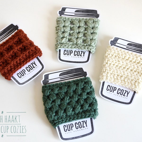 US & NL Crochet Pattern Holiday Cup Cozies 4-Pack by Annah Haakt | Reusable Cup Cozy | Coffee Cup Sleeve Holder