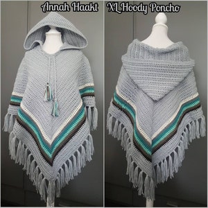 US & NL Crochet Pattern XL Hoody Poncho by Annah Haakt