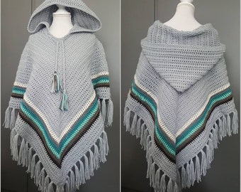 US & NL Häkelmuster XL Hoody Poncho von Annah Haakt / Kapuzenponcho